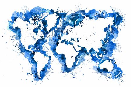 Blue strokes world map