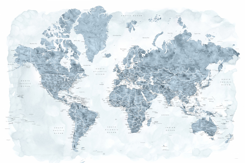Detailed world map with cities, Jacq à Rosana Laiz Blursbyai