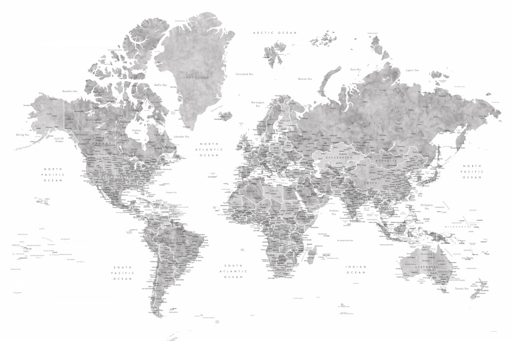 Detailed world map with cities, Jimmy à Rosana Laiz Blursbyai