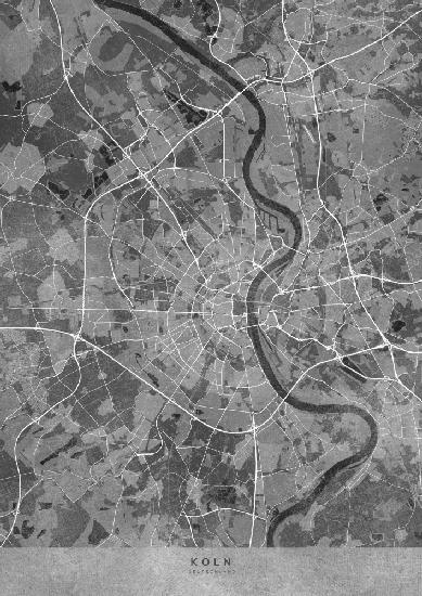 Gray vintage map of Köln Germany