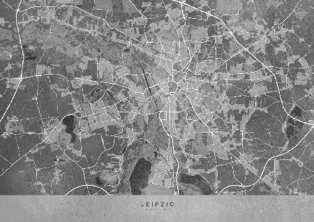 Gray vintage map of Leipzig Germany