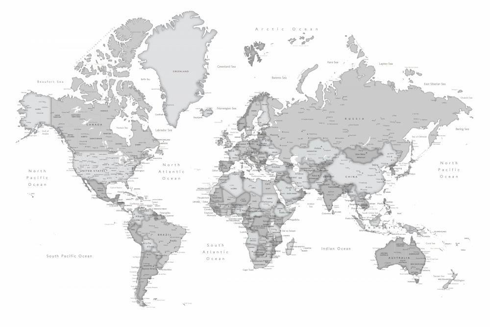 Gray world map with cities, Chas à Rosana Laiz Blursbyai
