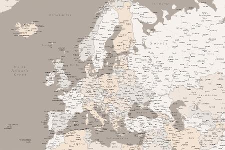 High detail map of Europe in neutrals