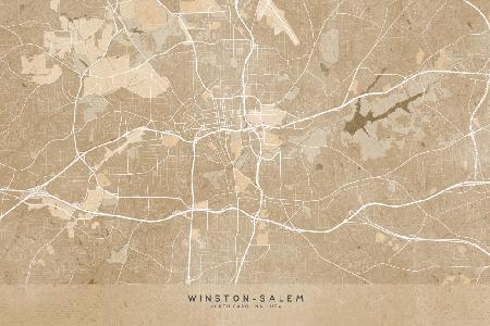 Map of Winston Salem (NC, USA) in sepia vintage style