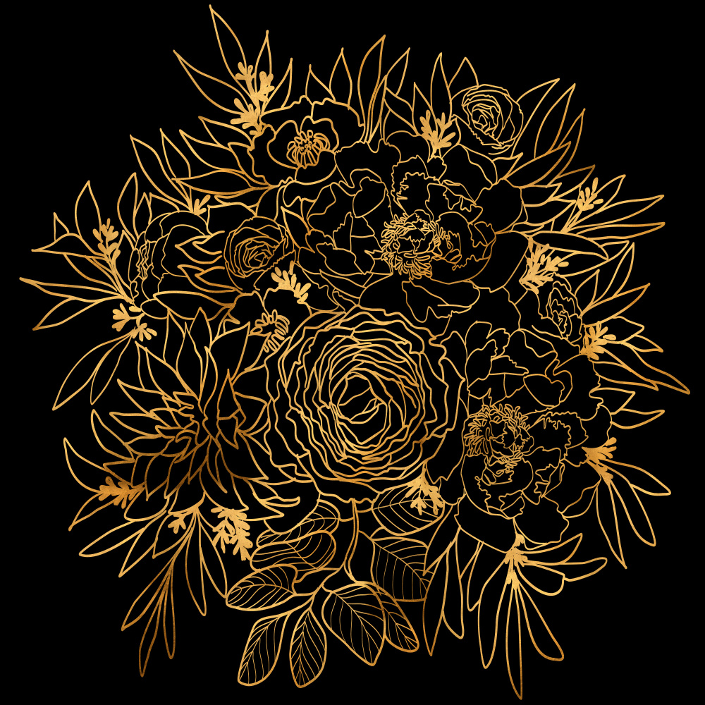 Nanette bouquet in gold and black à Rosana Laiz Blursbyai