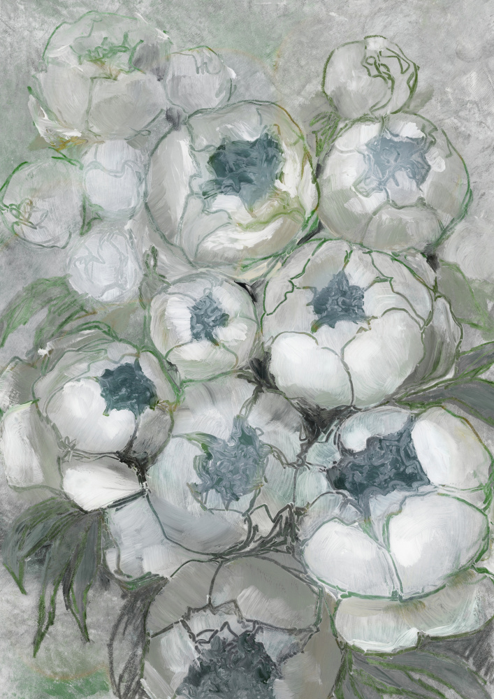 Nuria bouquet of peonies in teal and green à Rosana Laiz Blursbyai