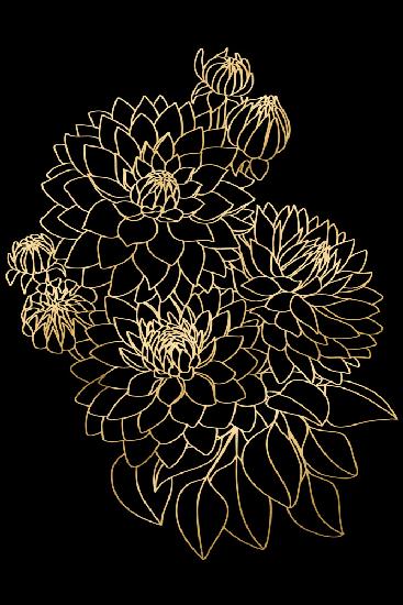 Pacey dahlias bouquet in gold and black