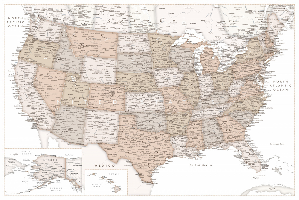 Highly detailed map of the United States, Louie à Rosana Laiz Blursbyai