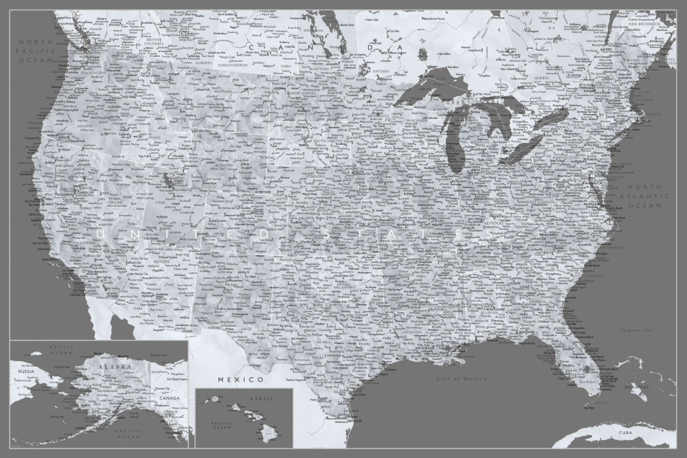 Highly detailed map of the United States, Paolo à Rosana Laiz Blursbyai