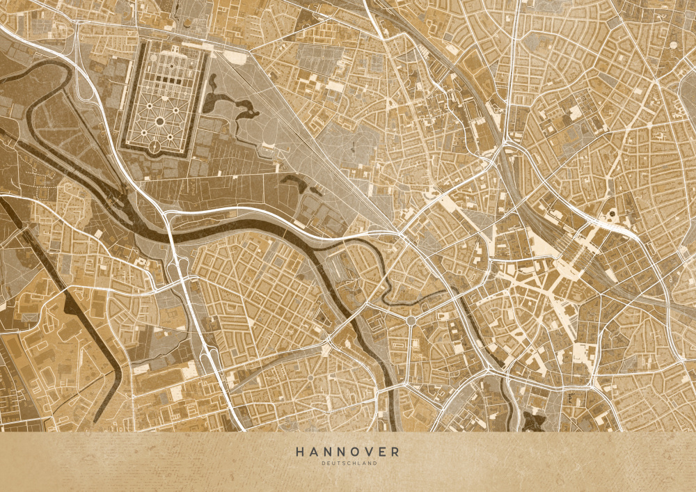 Sepia vintage map of Hannover downtown Germany à Rosana Laiz Blursbyai