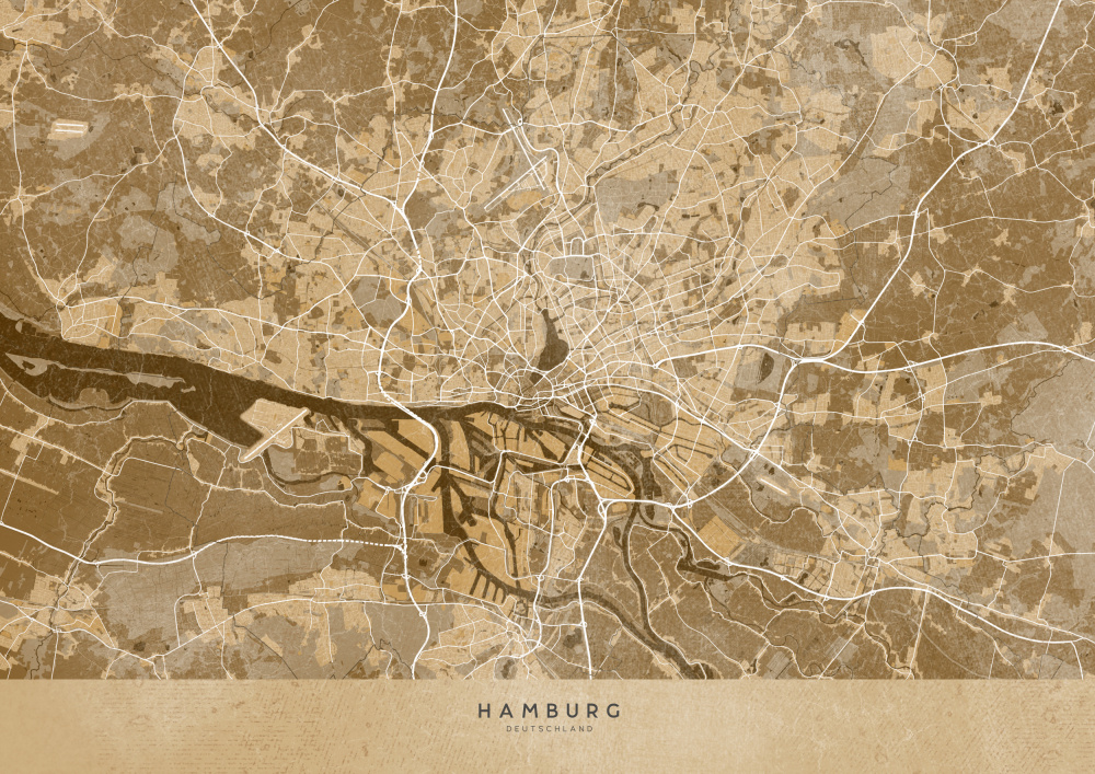 Sepia vintage map of Hamburg Germany à Rosana Laiz Blursbyai