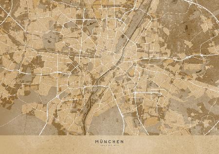 Sepia vintage map of Munich Germany