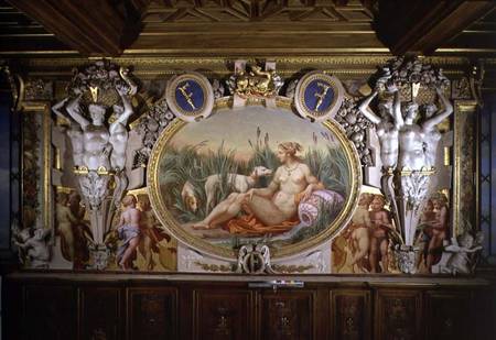 The Nymph of Fontainebleau, detail of decorative scheme in the Gallery of Francis I à Rosso Fiorentino