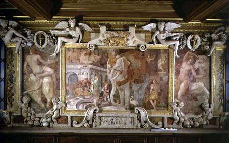 The Triumphal Elephant, an allegorical tribute to Francis I, detail of decorative scheme in the Gall à Rosso Fiorentino