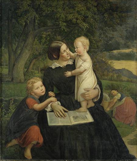 Emilie Marie Wasmann, the artist's wife, with Elise and Erich, their oldest children à Rudolf Friedrich Wasmann