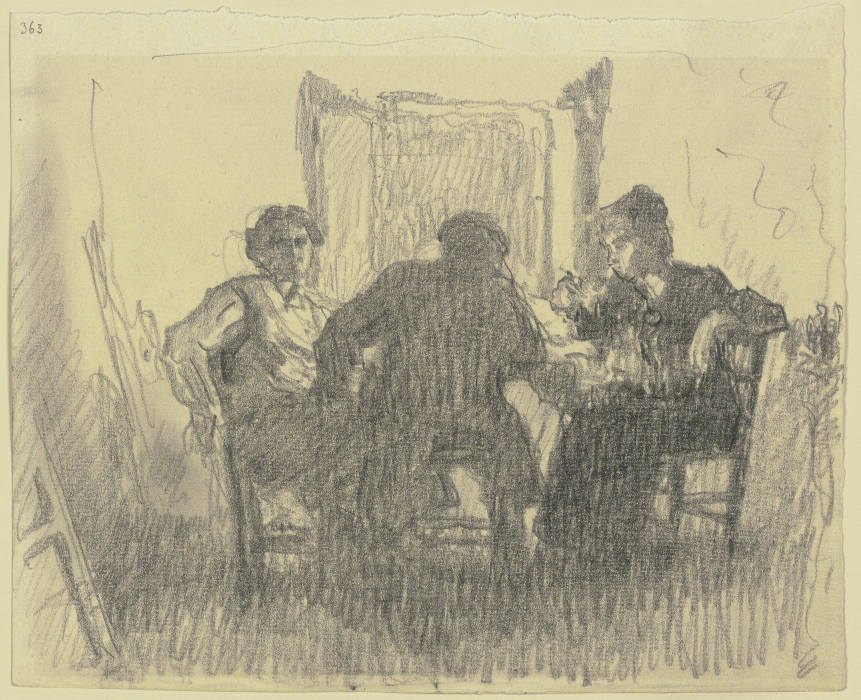 Drei Personen an einem Tisch à Rudolf Gudden