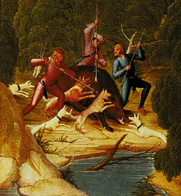 La chasse du Ebers (détail) image latérale de l'autel de Léopold à Rueland Frueauf le Jeune
