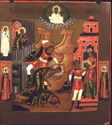 The Beheading of John the Baptist, icon à École russe