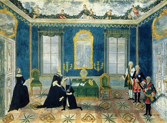 Catherine II recalling Chancellor Alexey Bestuzhev-Ryumin to Court à École russe