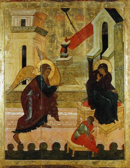 Icon depicting the Annunciation à École russe