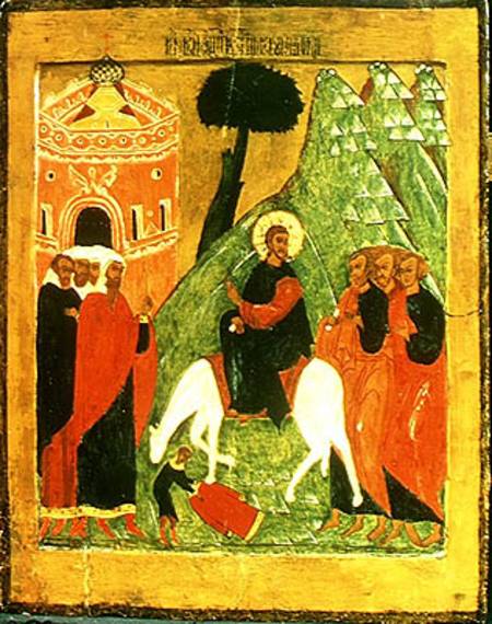 Icon depicting Christ's Entry into Jerusalem à École russe