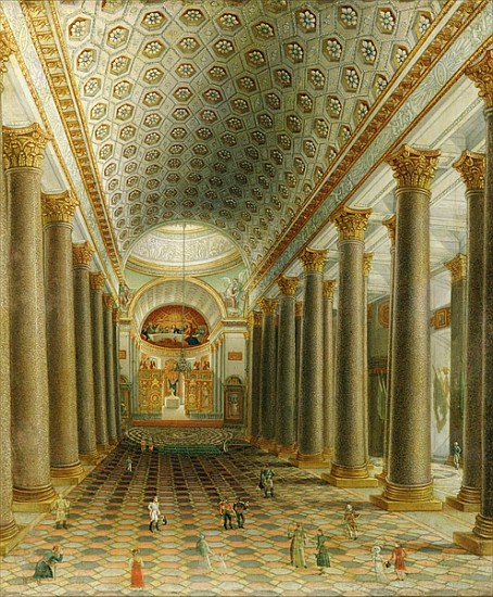 Interior view of the Kazan Cathedral in St. Petersburg à École russe