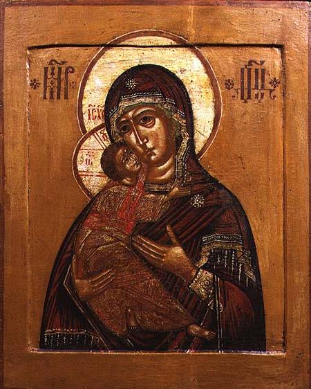 Mother of God of Vladimir, icon from north western Russia à École russe