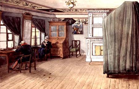 Neo-Classical Writing Room with an Elderly Couple à École russe