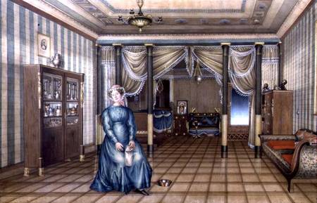 A Spinster in a Neo-Classical Sitting Room Interior à École russe