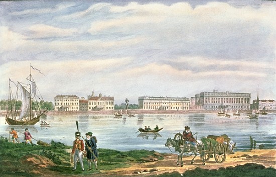 The Marble Palace and the Neva Embankment in St. Petersburg à École russe