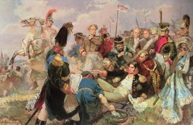 Battle of Borodino, 7th September 1812 (w/c on paper) à École Russe, (19ème siècle)