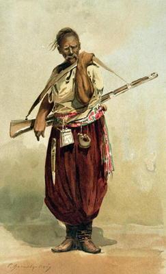 17th century Zaporogue Cossack, late 19th century (colour litho)