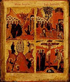 réveil de Lazare, Entrée de Jesus dans Jerusalem, Transfiguration Christ, crucifixion triptyque, Moy à russisch Icônes