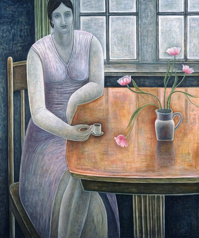 Woman with Small Cup, 2007 (oil on canvas)  à Ruth  Addinall