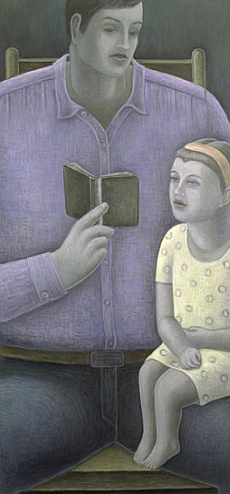 Man reading to Girl, 2003 (oil on canvas)  à Ruth  Addinall