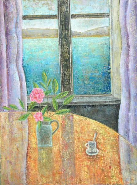 Still Life in Window with Camellia à Ruth  Addinall