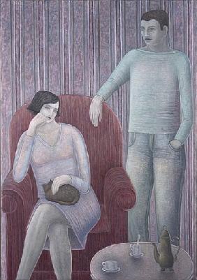 Couple with Cat, 2008 (oil on canvas) 