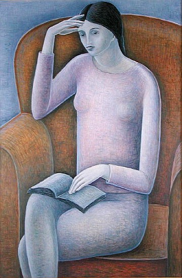 Woman Reading, 2003 (oil on wood)  à Ruth  Addinall