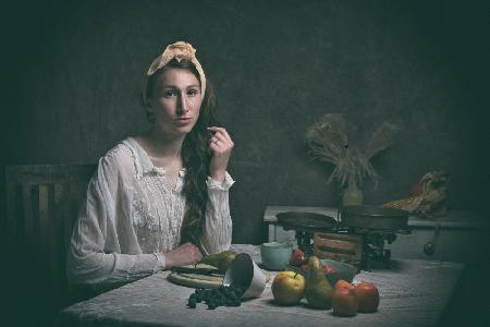 girl with fruits