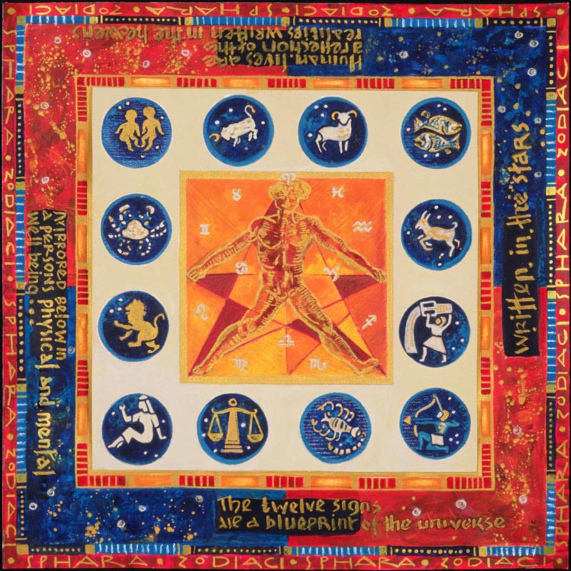 Astrology, 1999 (acrylic and gouache on paper)  à Sabira  Manek