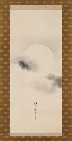 Hanging Scroll Depicting The Autumnal Moon, from A Triptych of the Three Seasons, Japanese, early 19 à Sakai Hoitsu