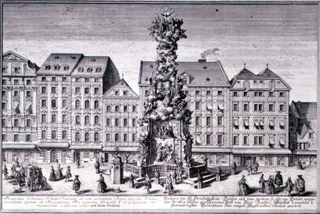 View of the Pestsaule, the Plague Column commissioned by Emperor Leopold I to commemorate Vienna's d à Salomon Kleiner