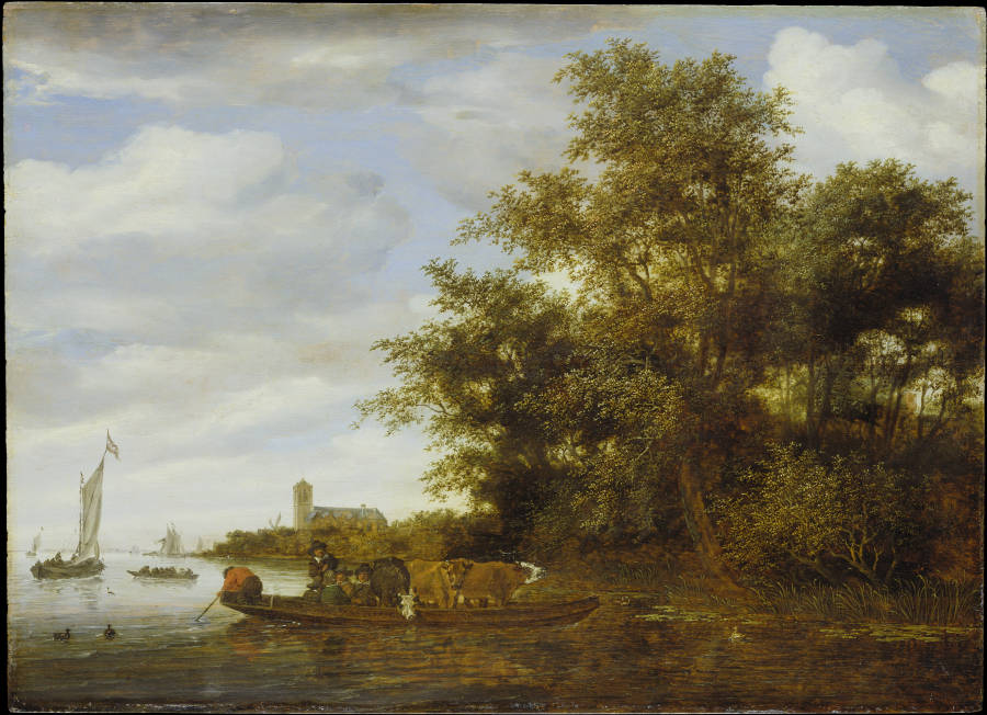 River Landscape with Ferry à Salomon van Ruysdael