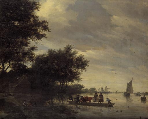 Kanallandschaft mit Faehre à Salomon van Ruysdael