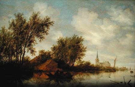 River Landscape with Church à Salomon van Ruysdael