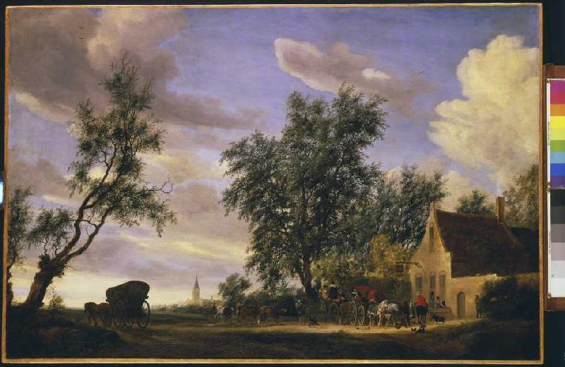 l'auberge au Schwan blanc à Salomon van Ruysdael