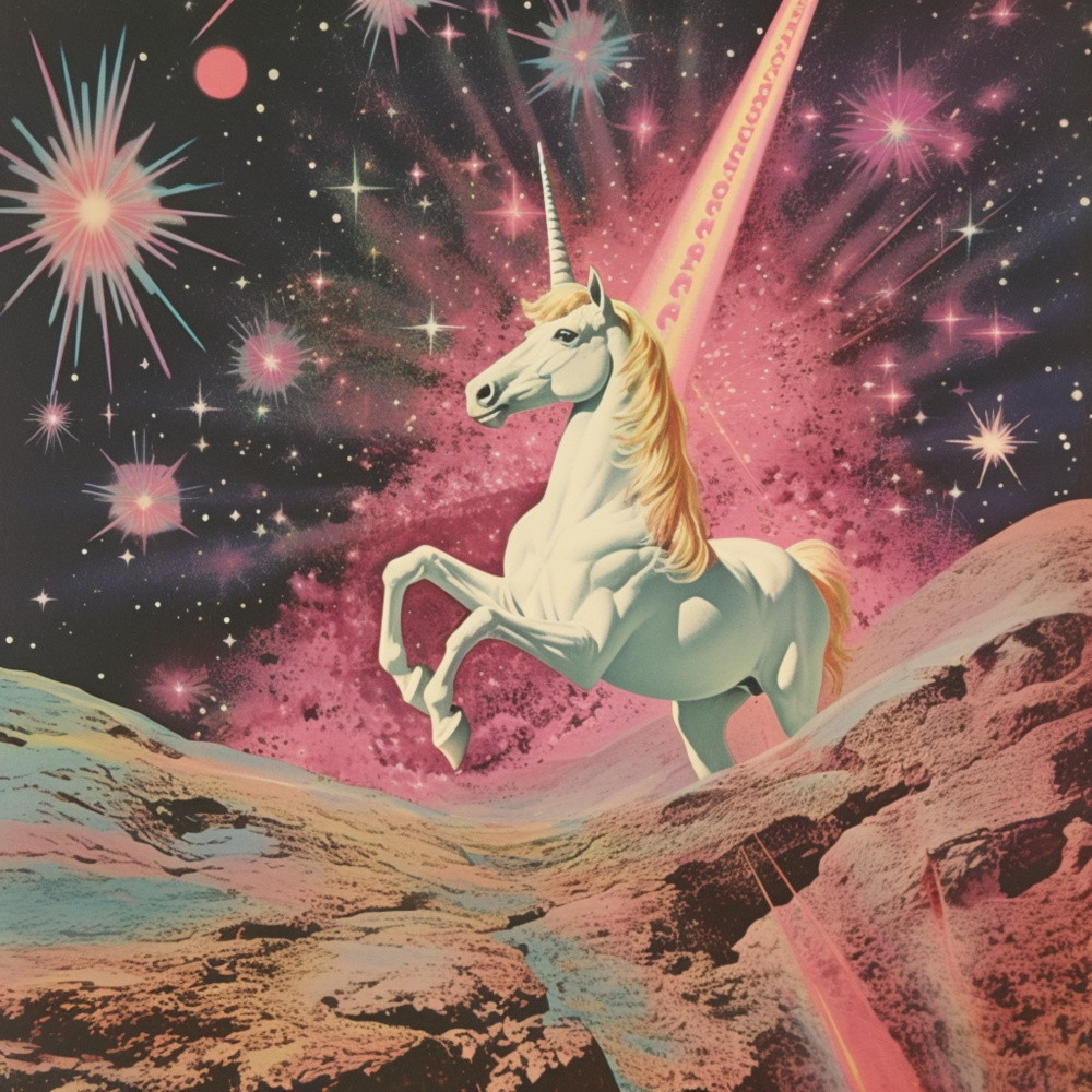 Magic Unicorn Collage Art à Samantha Hearn