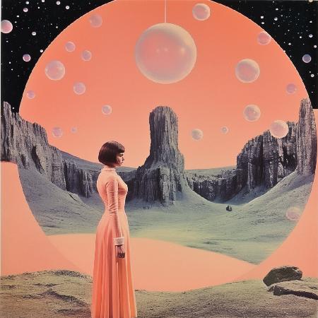Surreal Geometric Collage Art in Space