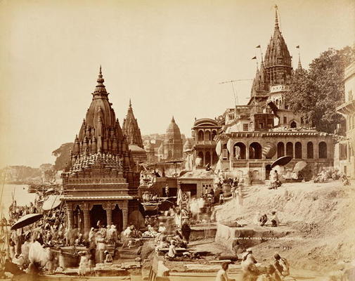 Vishnu Pud and Other Temples, Benares (sepia photo) à Samuel Bourne