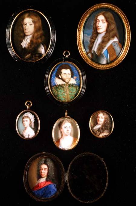 James, Duke of York, 1661, by Samuel Cooper, together with various other miniature portraits: Gibson à Samuel Cooper